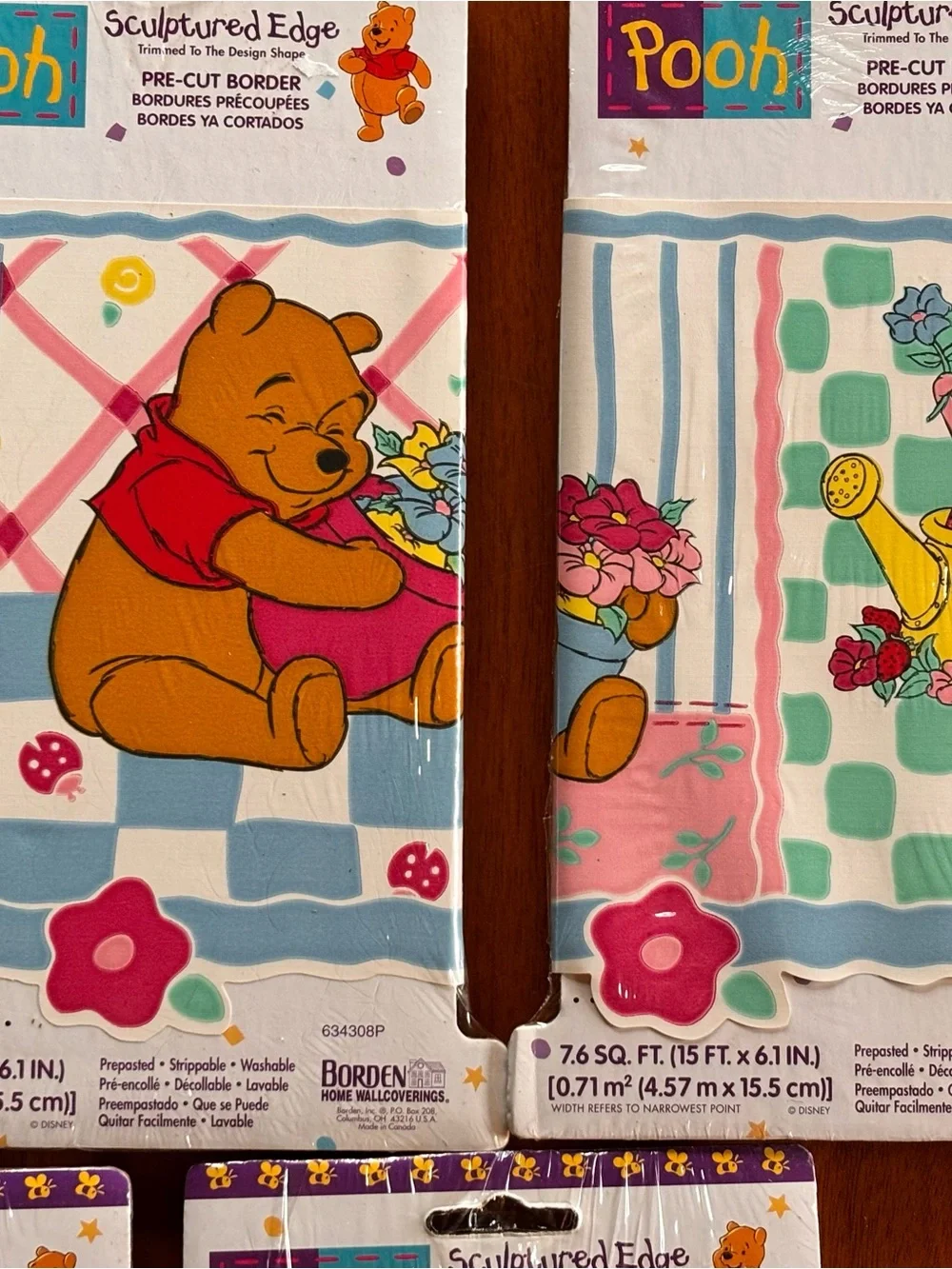 Disney Winnie the Pooh Sculptured EdgeFloral Border - Pink, Blue, Green, Yellow